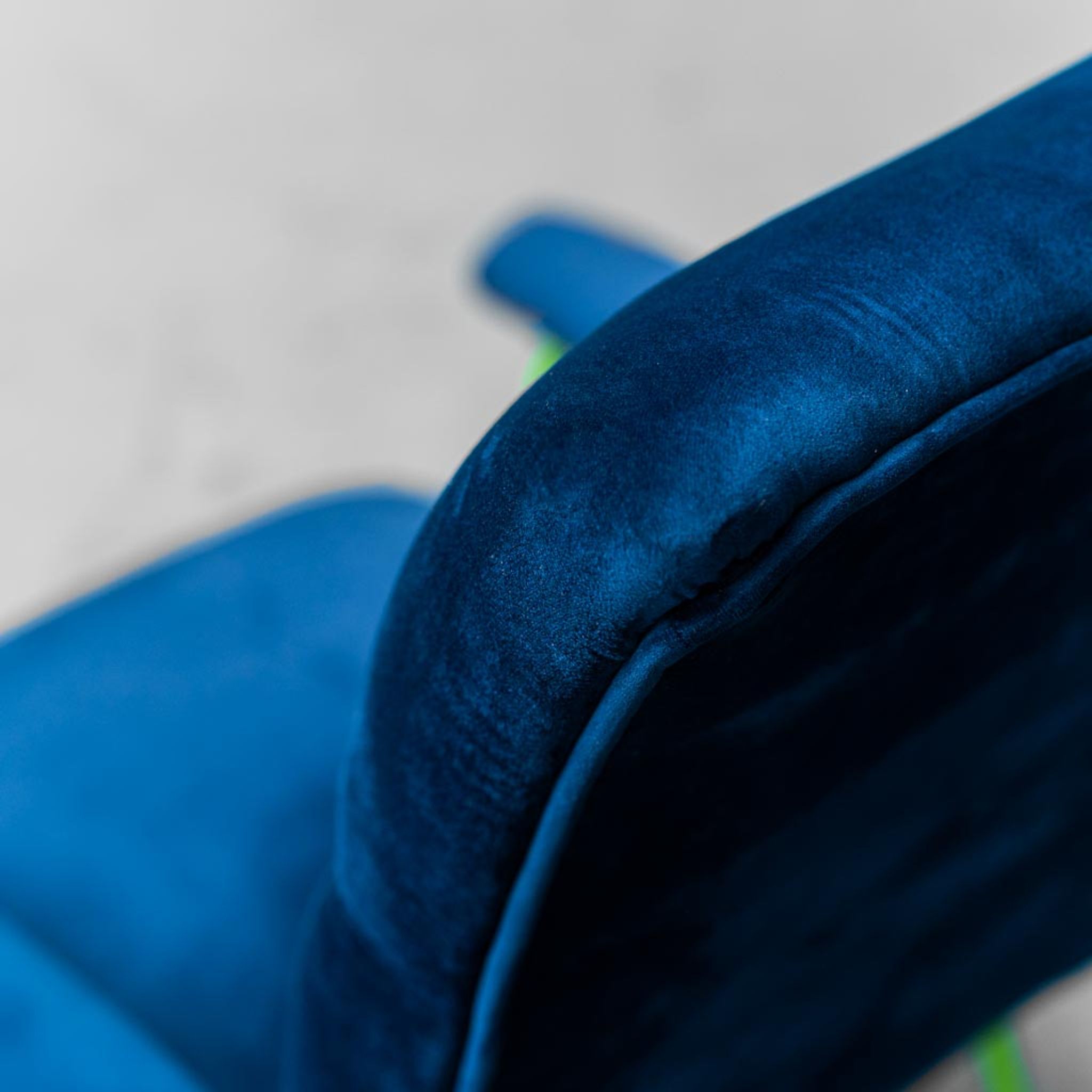 armchair velvet blue metal green 60s vintage modern