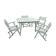 Table and 4 white wooden armchairs brand Dejou