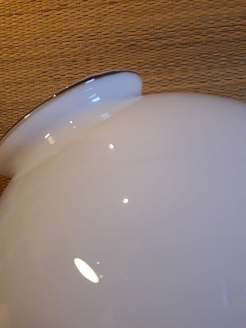 Globe 20cm en verre blanc ancien pour lampe suspension