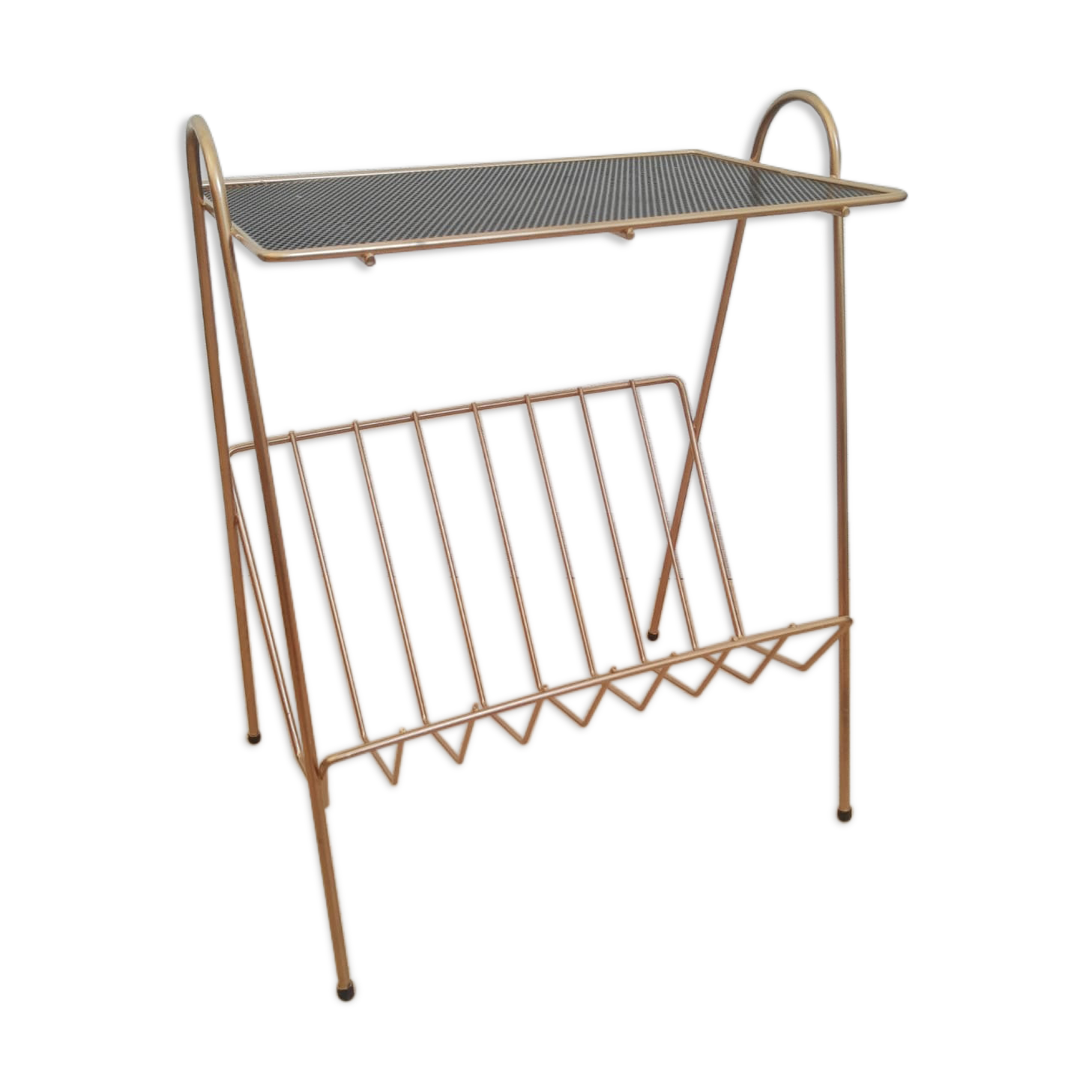 Pedestal table, door magazines in gilded metal years 50 - 60