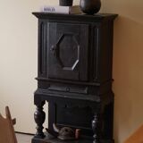 Antique black painted wardrobe from the 18th century by a Danish cabinetmaker, baroque.