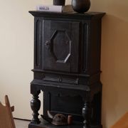 Antique black painted wardrobe from the 18th century by a Danish cabinetmaker, baroque.