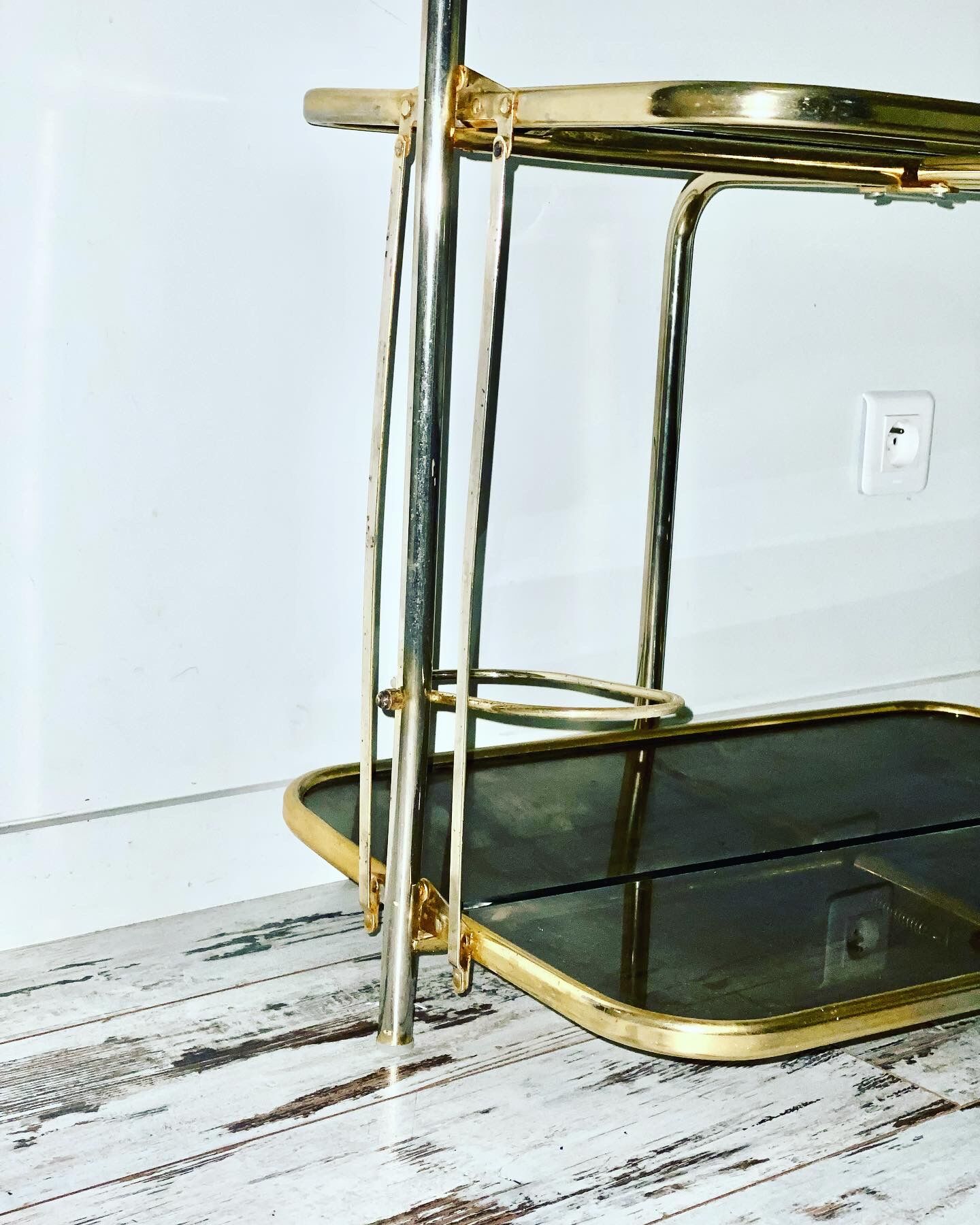 Golden tubing bar and smoked glass top circa 60/70