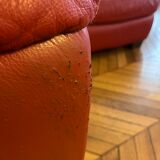 Ensemble canapé cuir convertible et repose-pied Natuzzi