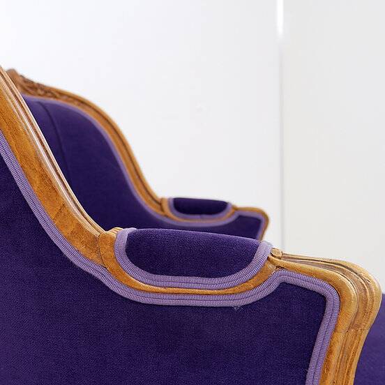 French bergere armchair - New mauve velvet upholstery