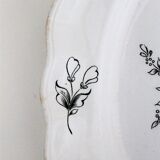 Oval dish of the Luneville factory with bouquet of black flowers