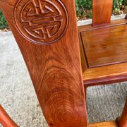 Set of 5 Chinese Ming chairs in solid rosewood – Engraved Shou pattern 70