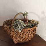 Old basket in chestnut wood strips