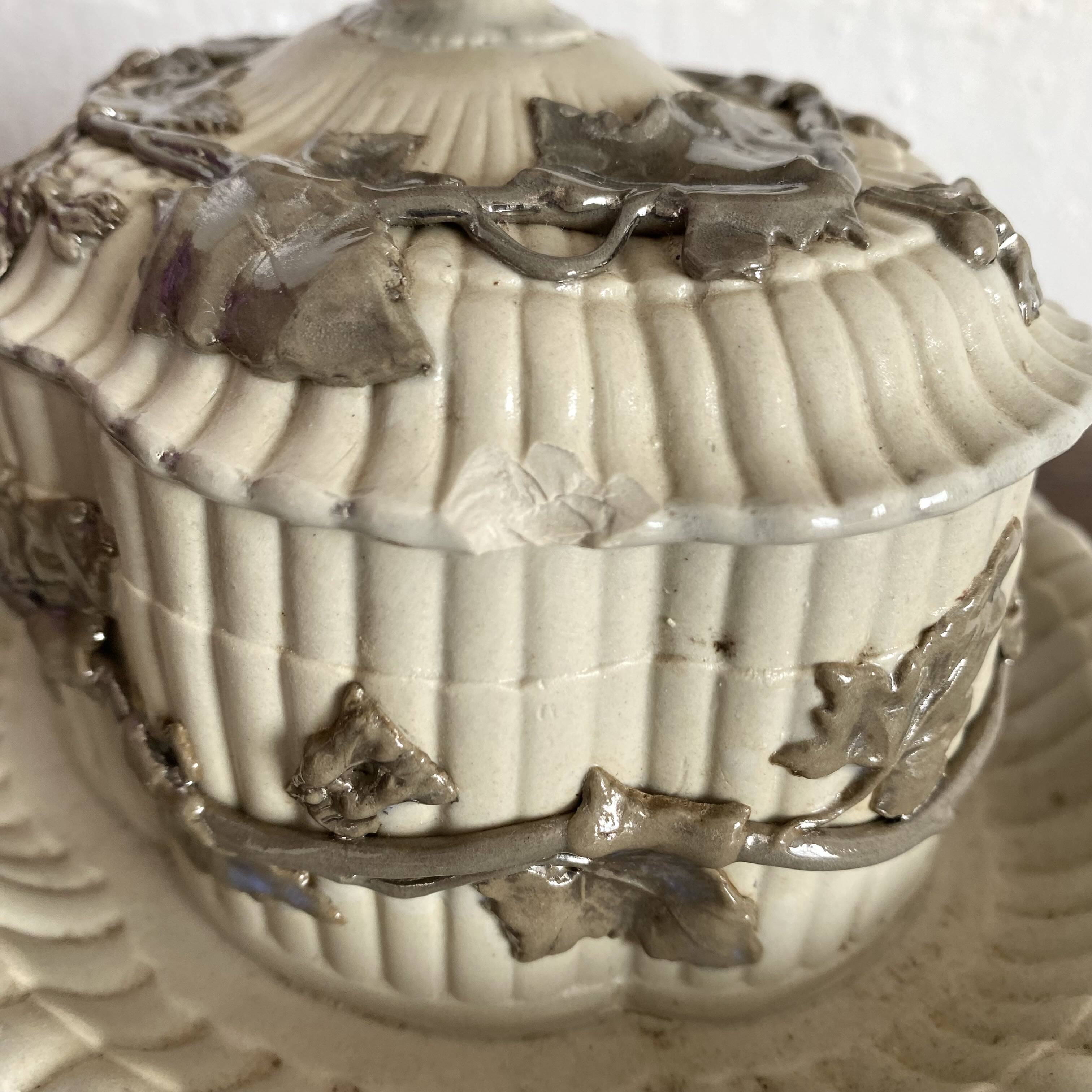 Antique Villeroy & Boch butter or sugar dish, late 19th century