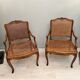 Paire de fauteuils cannés moulures et sculptes d'epoque régence