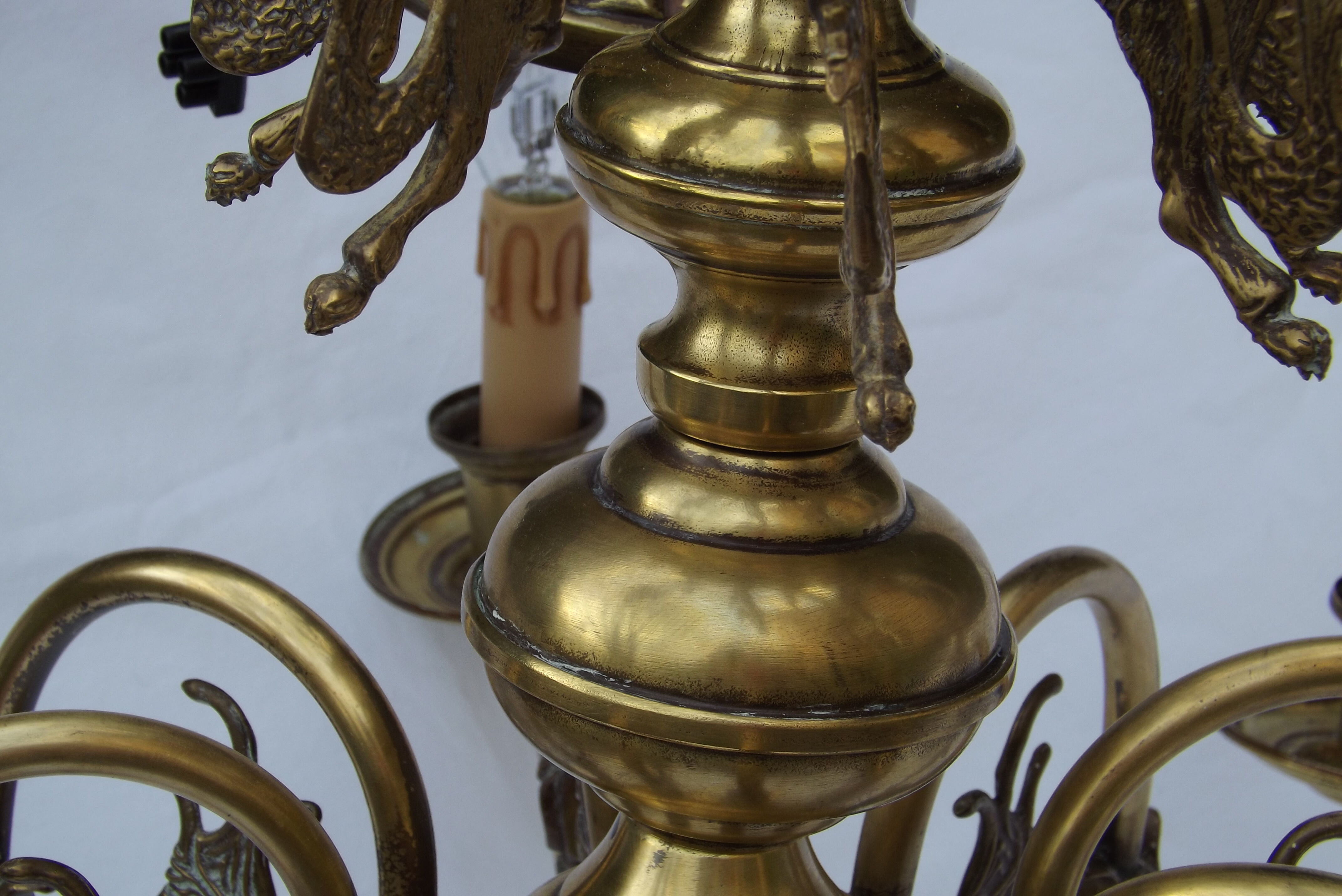 Dutch brass and bronze chandelier