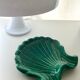 Emerald green ceramic seashell trinket dish