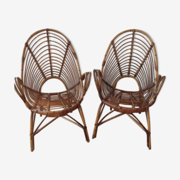 Two rattan chairs