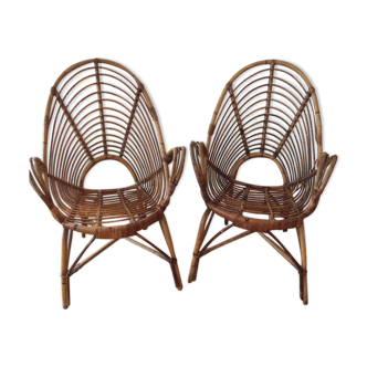Two rattan chairs