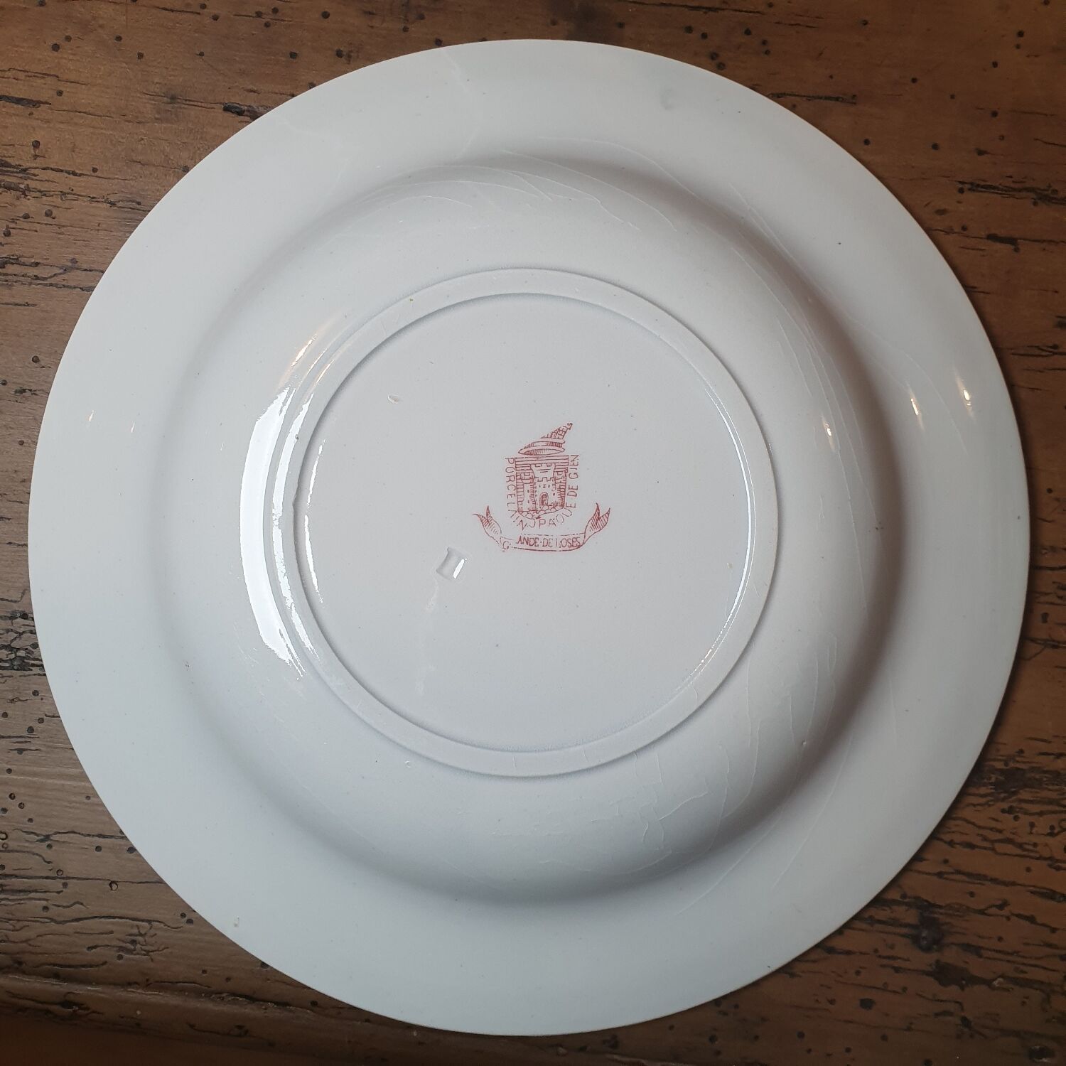 6 Gien Terre de Fer soup plates - Garland of Roses