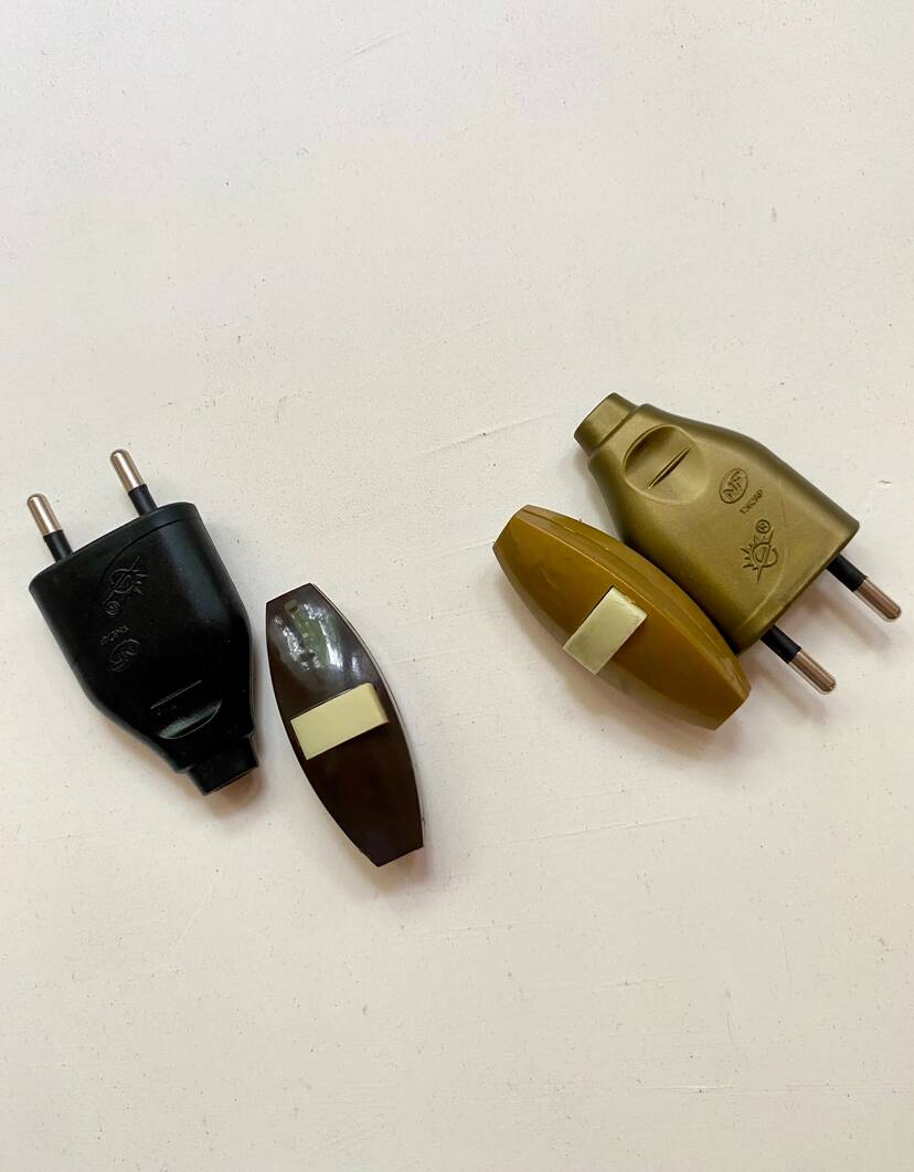 Duo wall lights, 3 M fabric cable, rattan and cane, 70s