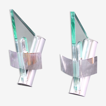 Late 20th Century Modern Triangular Sconces "Icaro" by Carlo Forcolini, for Artemide, Italy - a Pair
