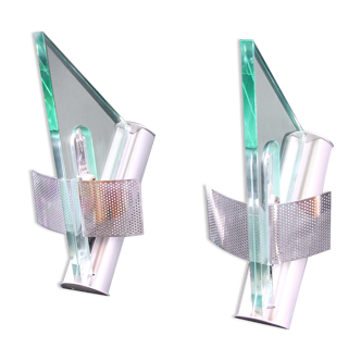 Appliques triangulaires modernes de la fin du 20ème siècle « Icaro » de Carlo Forcolini, pour Artemide, Italie - une paire