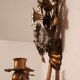 Hand-forged gilded silver-plated candle wall lamps by S. Salvadori