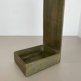 Hollywood Regency Solid 7.5kg Brass Brutalist Floral Umbrella Stand, Italy 1970s