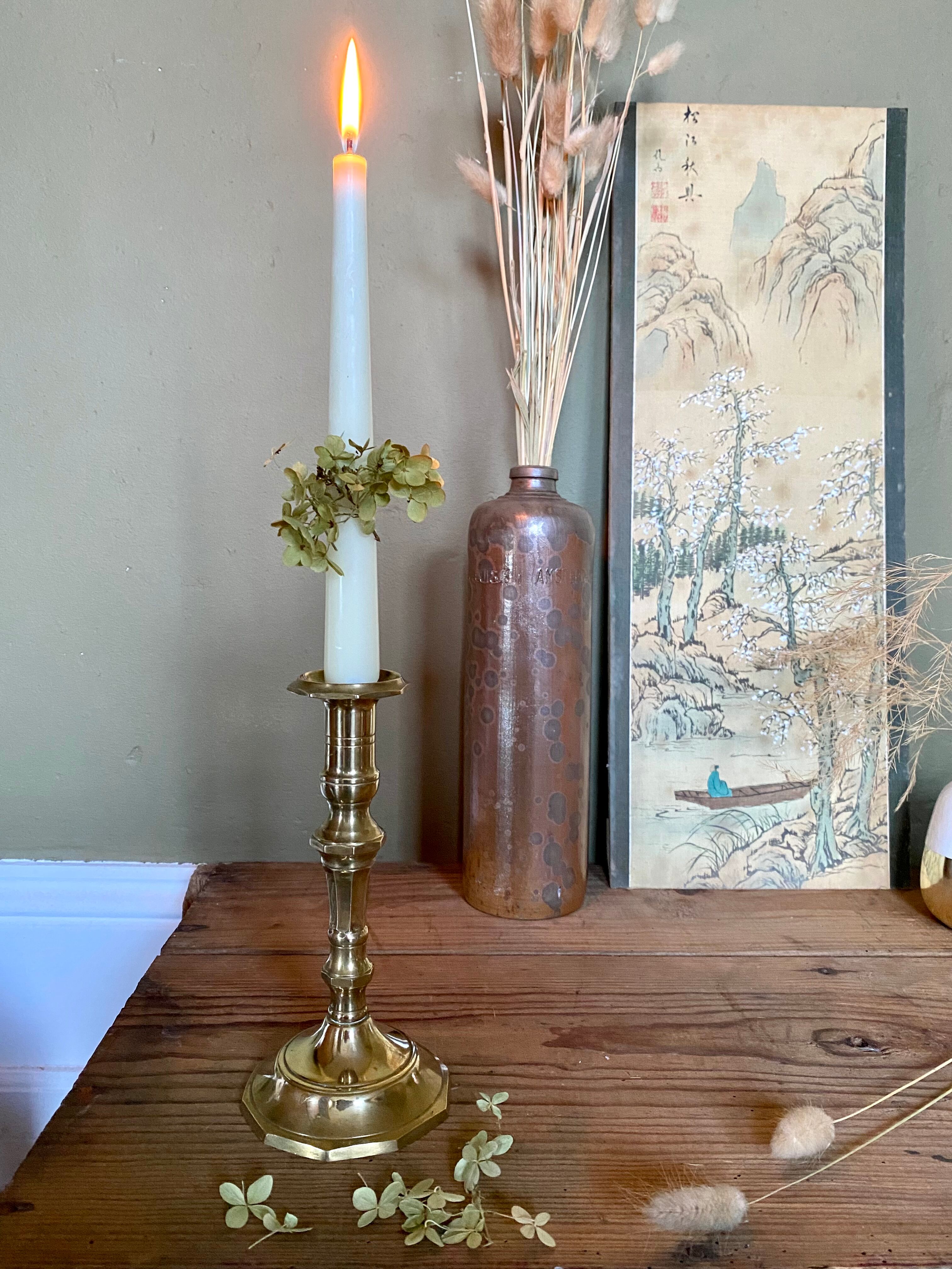 Antique brass candle holder