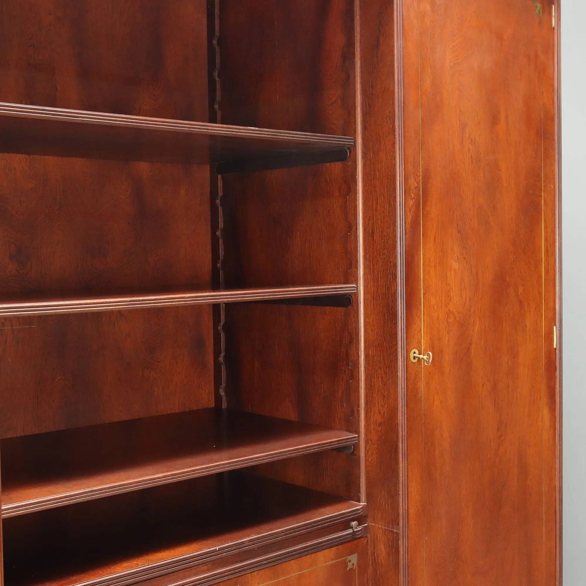 Antique mahogany and brass wardrobe, United Kingdom, 20th century
