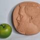 Bas-relief mural in terracotta, profile of a man, signed, 21 x 20 cm, 1984.