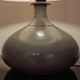 Vintage ceramic lamp signed & hand-painted silk shade 70s