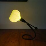 Lampe de table articulée moderniste en verre et laiton à boîtier vert