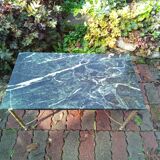 Brass and sea blue marble coffee table