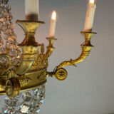 Empire style lustre with pearl beads in gilded bronze, circa 1880.