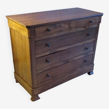 Rare pretty old chest of drawers with 4 drawers - Louis Philippe style in Walnut