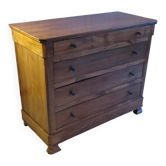 Rare jolie commode ancienne 4 tiroirs - style Louis Philippe en Noyer