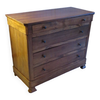 Rare pretty old chest of drawers with 4 drawers - Louis Philippe style in Walnut