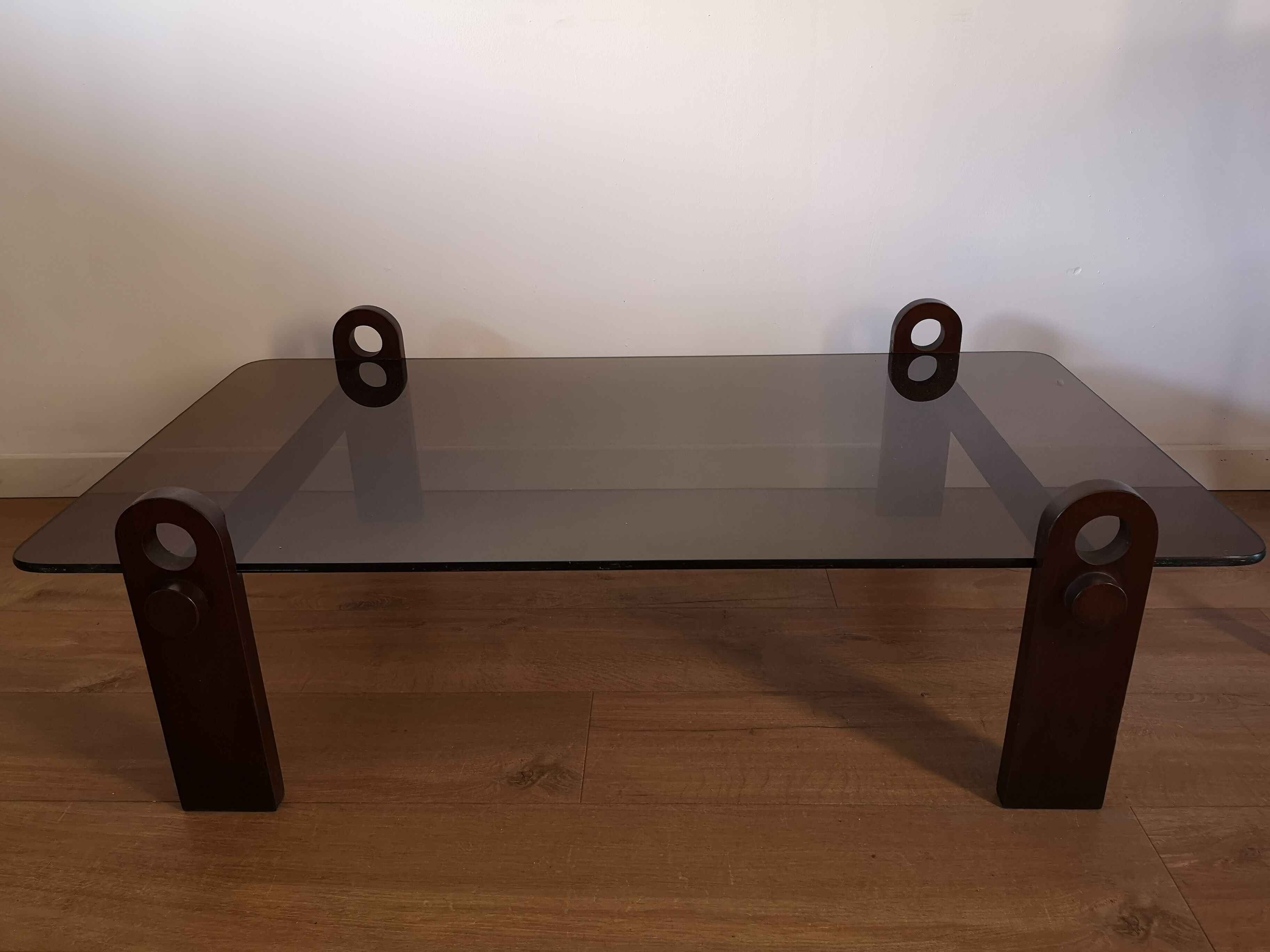 Vintage coffee table in smoked glass