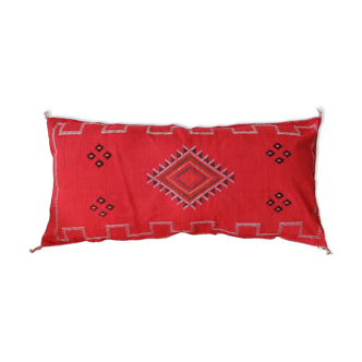Large red Berber cushion made of cactus silk