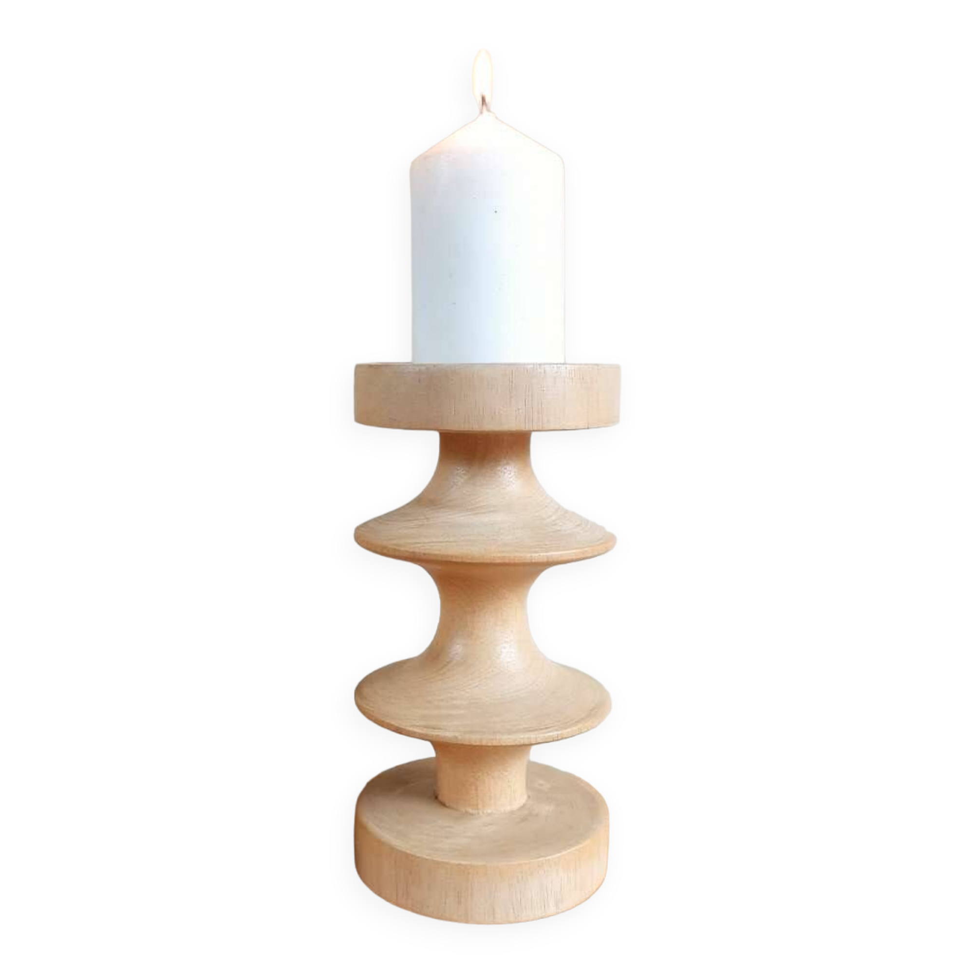 Turned wooden candle holder
