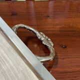 Rectangular tray with LOUIS XVI style handles in silver-plated metal, work from the 1950s