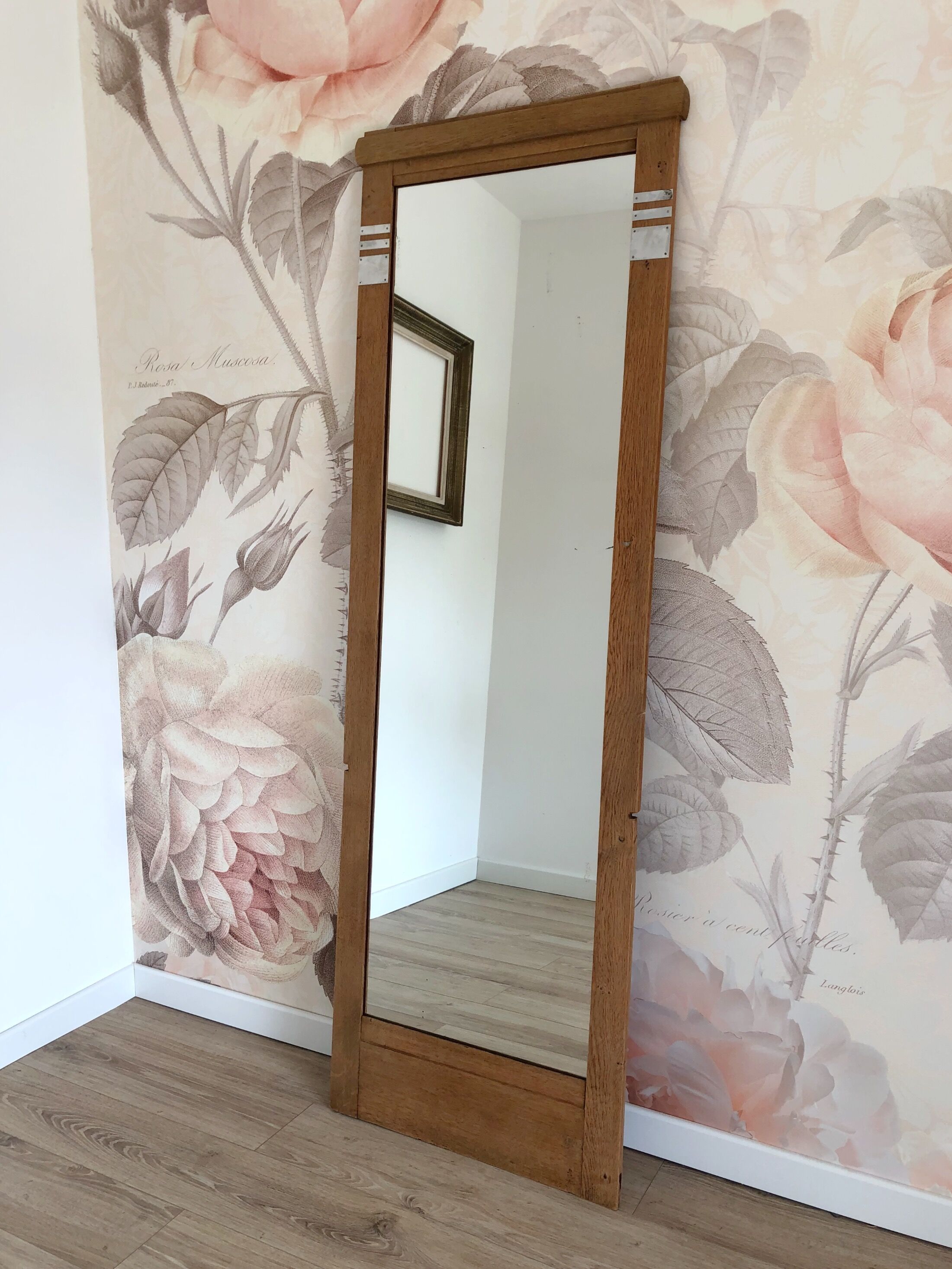 Solid oak mirror, Art Deco style