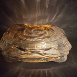 Amber glass rectangular flush mount ceiling or wall light