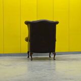 Vintage Brown leather chesterfield wingback armchair