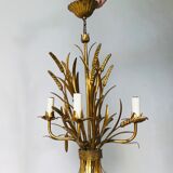 Chandelier ears of wheat in gilded metal, circa 1960
