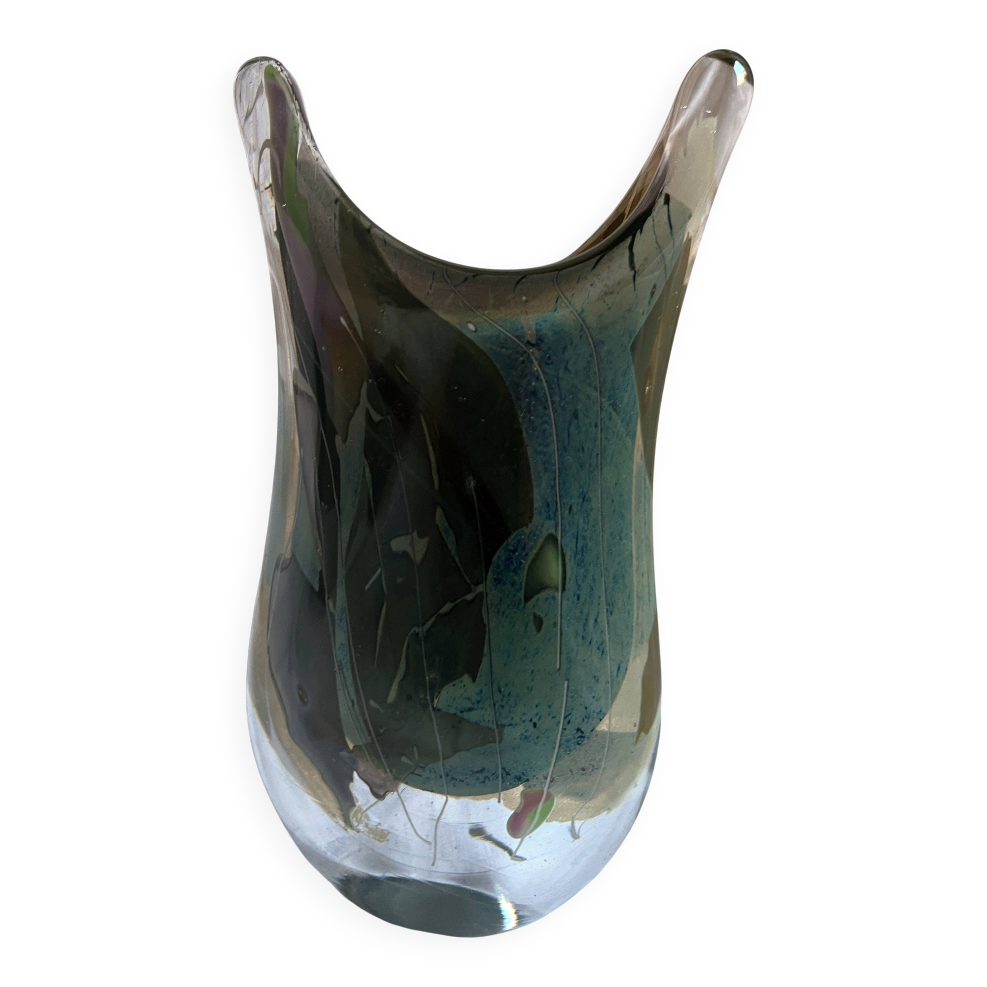Glass paste vase signed François Le Lonquer (1945-1991) dated 1984