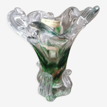 Vase en cristal signé Michel steiner