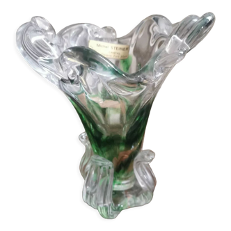 Vase en cristal signé Michel steiner