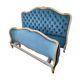 Frame and headboard louis xv upholstered blue velvet