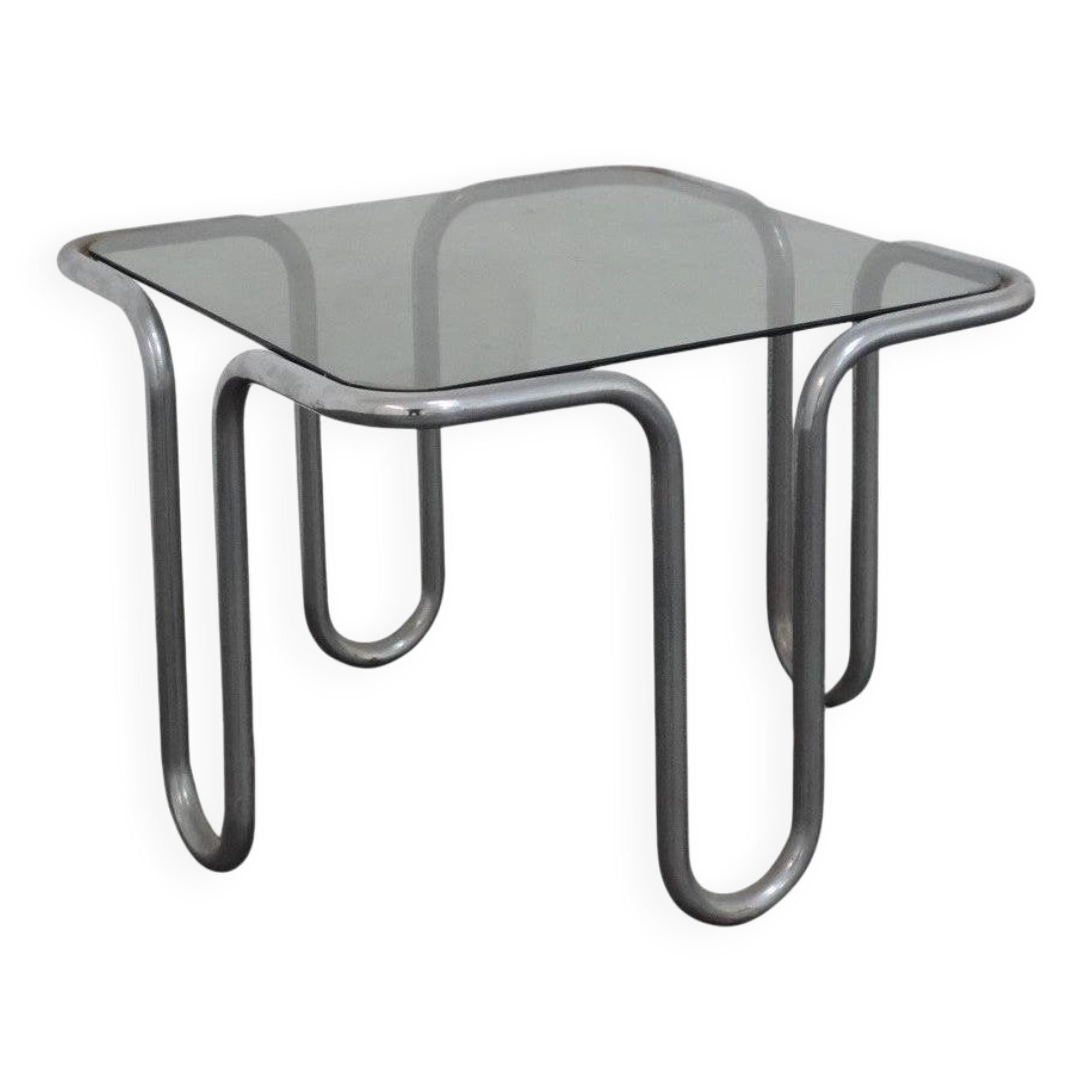 Coffee Table in Chromed Tubular Steel and Smoked Glass by Ezio Didone, 1970s
