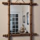Antique turned wooden mirror in bamboo style, late 19th century A117