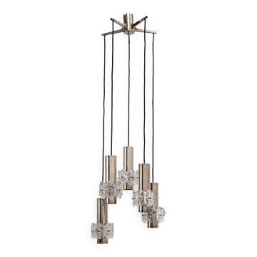 Vintage Chandelier Cascade Hanging Lamp with 5 lamps, 1960