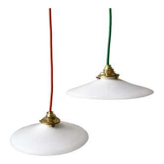 Pair of suspensions in smooth opaline colored thread early twentieth century